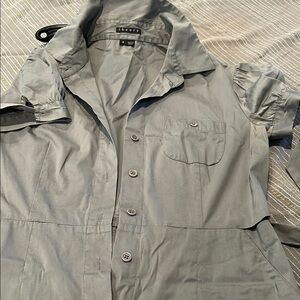 Theory Short Sleeve Button-Up dress Light Gray